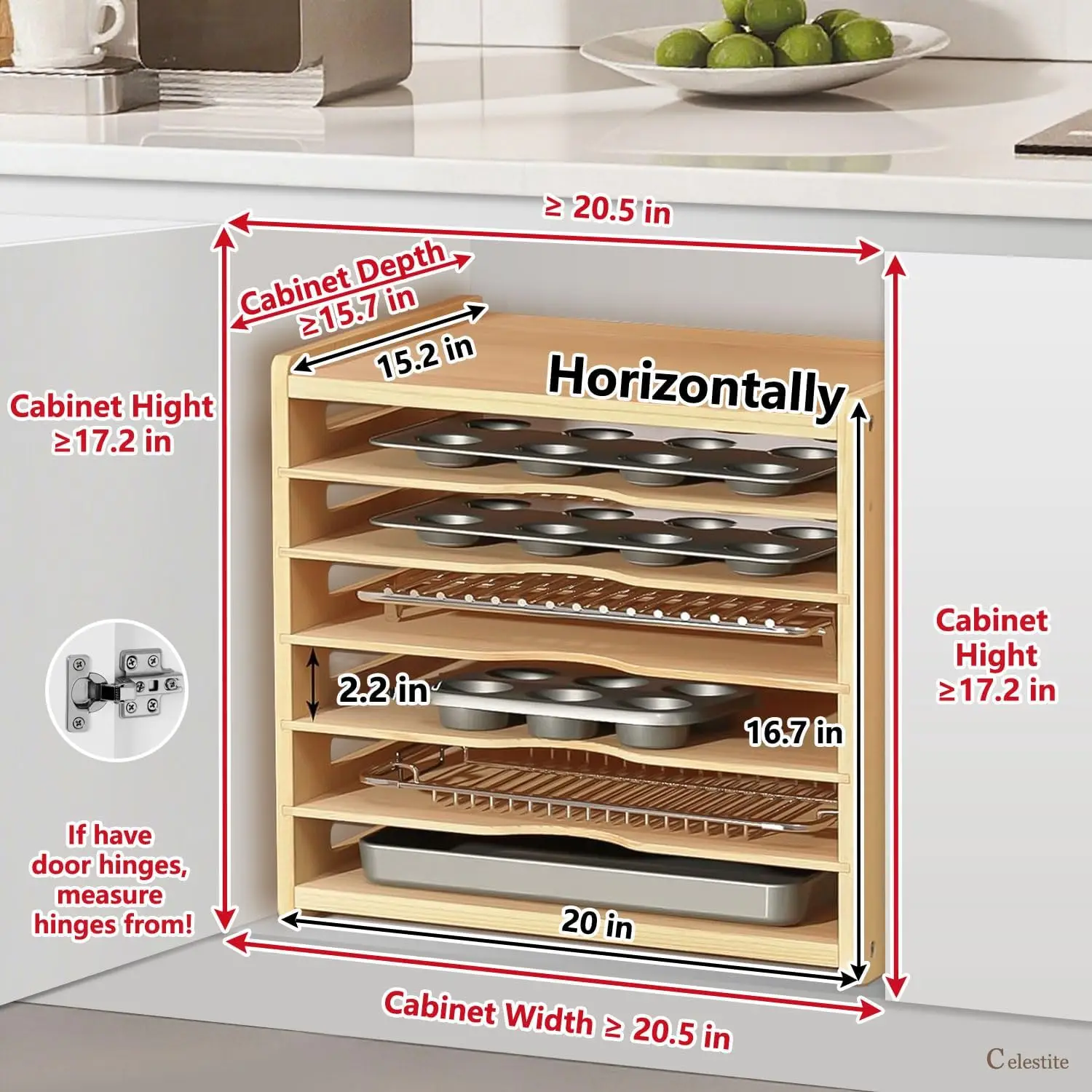 Divisori in Legno per Armadiet - Kitchen Cabinet Baking Sheet Organizer recensione e prezzo